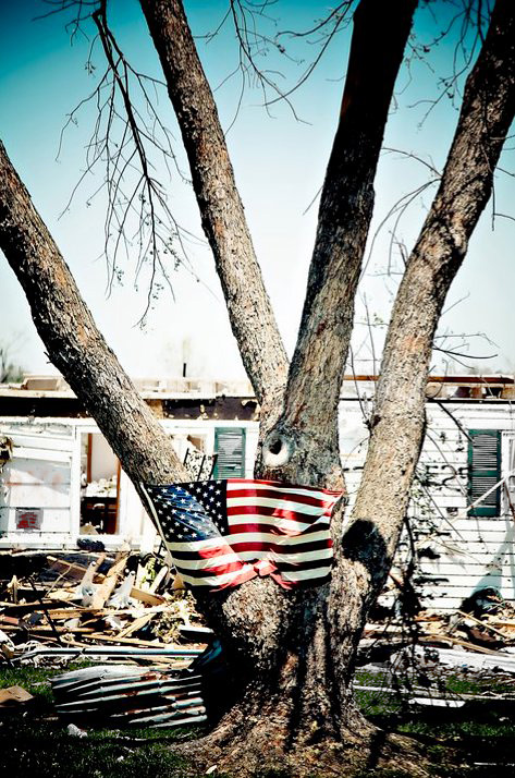 American Flag in Joplin, Missouri after the 2011 Tornado