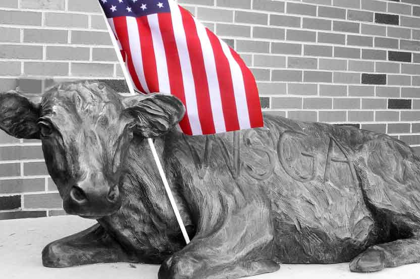 The Jerry Palen Calf sculpture in front of the Wyoming Stock Growers Association office in Cheyenne.