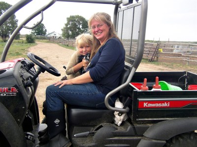 Gail Lee of Saratoga, Wyoming does ranch chores in her Chore boots from The Original Muck Boot Company.