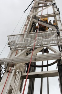 Drilling rig #129 in the Jonah Field near Pinedale Wyoming, operated by Encana Oil and Gas to produce natural gas for American Energy supplies.