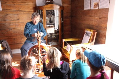The Big Piney 4th Grade visits the Historic Sommers Ranch Homestead in Pinedale, Wyoming where they experienced life as a homesteader, including spinning wool into yarn.