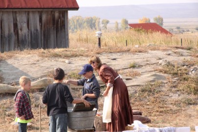 The Big Piney 4th Grade visits the Historic Sommers Ranch Homestead in Pinedale, Wyoming where they experienced life as a homesteader, including washing clothes by hand in a wash tub with scrub boards