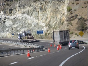 Cattle truck on PanAm Highway south of Coquimbo, Chile